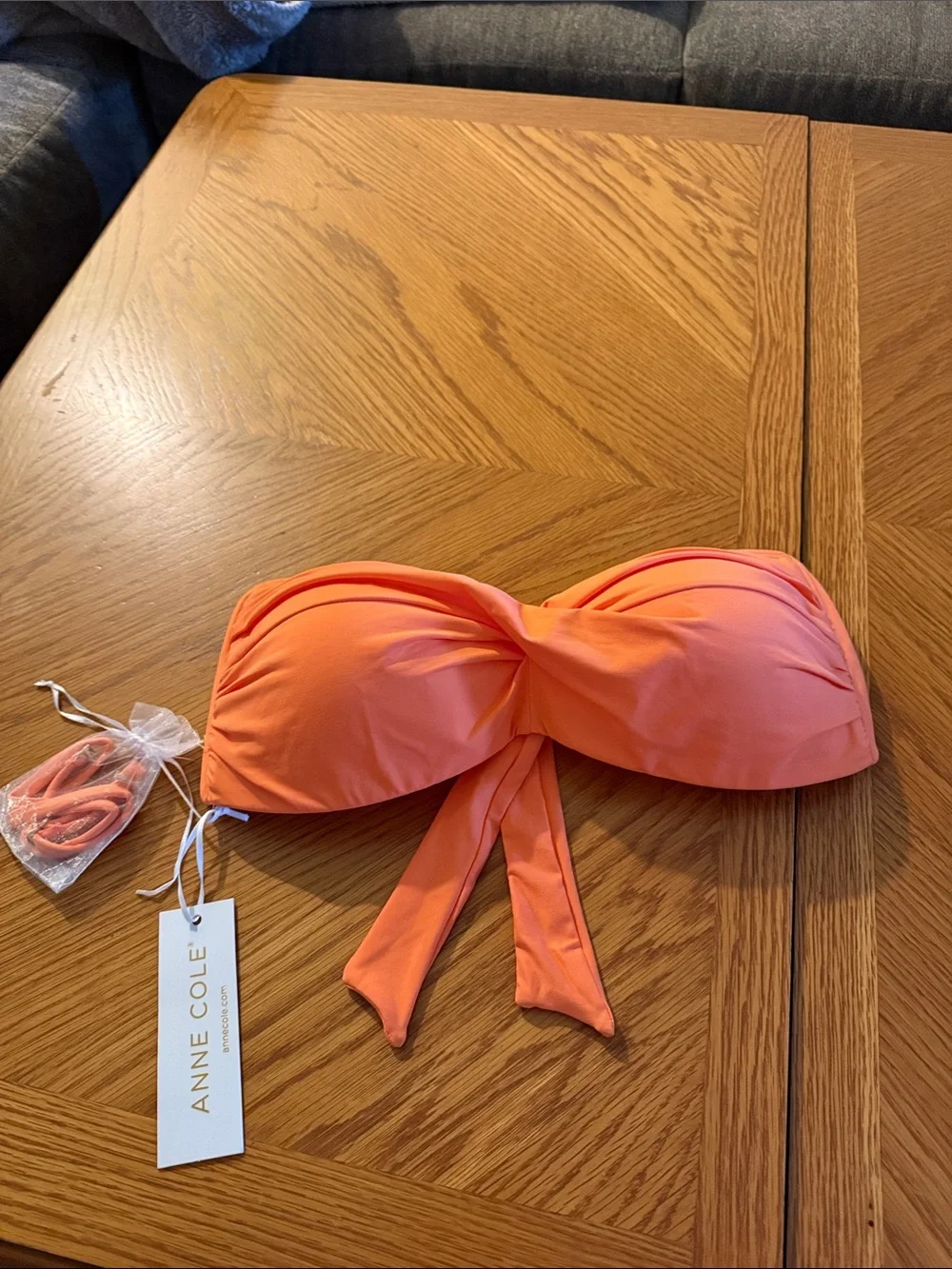Anne Cole Coral Orange Bikini Top - Picture 1 of 3